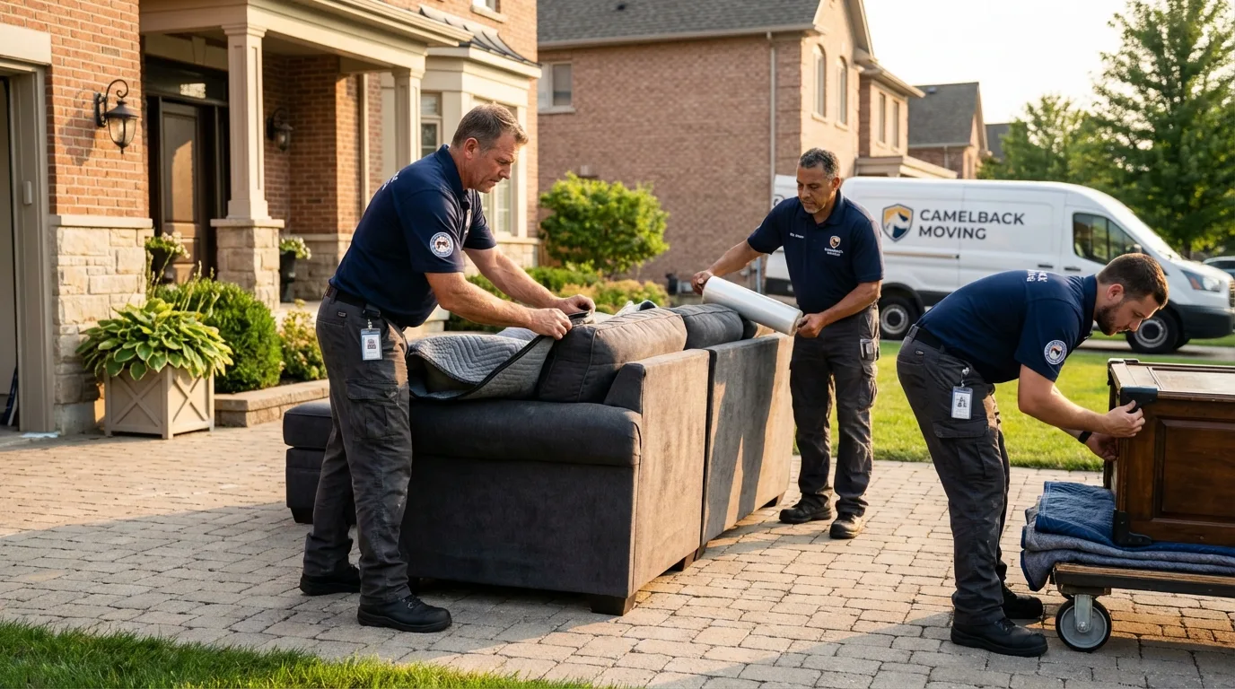 Large estate moving crew wrapping furniture in Fairfax Station, VA
