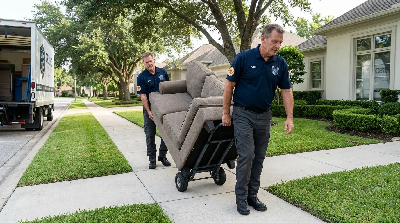 Local residential moving crew loading furniture in Fairfax Station, VA